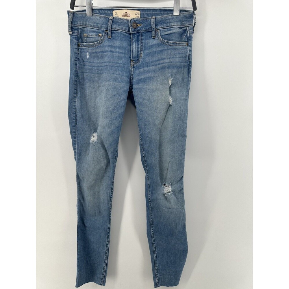 Hollister Jeans Size 3L W26 L33 Womens Super Skinny Raw Hem
